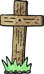 grunge textured illustration cartoon wooden cross
