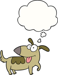 cartoon happy dog and thought bubble