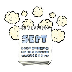 textured cartoon calendar showing month of September