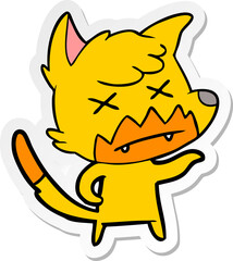 distressed sticker of a cartoon dead fox