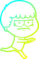cold gradient line drawing cartoon annoyed man