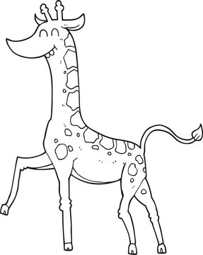 black and white cartoon giraffe