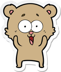 sticker of a laughing teddy  bear cartoon