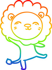 rainbow gradient line drawing cartoon lion