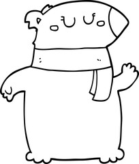 cartoon bear with scarf