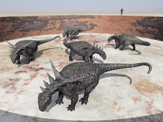Badezimmer Foto Rückwand Dinosaurier Sauropelta im Zoo © Michael Rosskothen