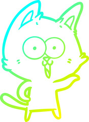 cold gradient line drawing funny cartoon cat