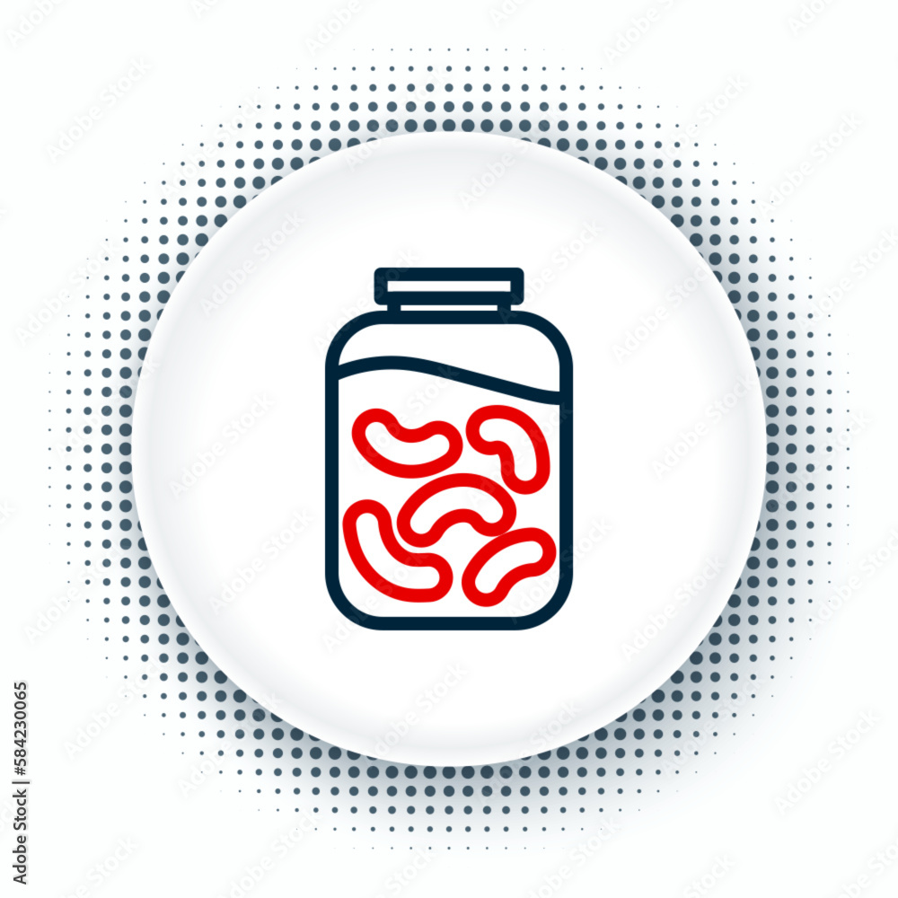 Poster line pickled cucumbers in a jar icon isolated on white background. colorful outline concept. vector