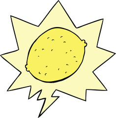 cartoon lemon and speech bubble