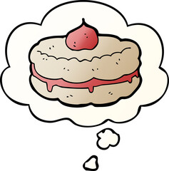 cartoon biscuit and thought bubble in smooth gradient style