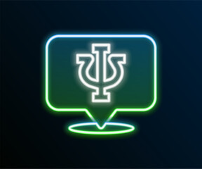 Fototapeta premium Glowing neon line Psychology icon isolated on black background. Psi symbol. Mental health concept, psychoanalysis analysis and psychotherapy. Colorful outline concept. Vector