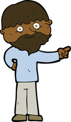 cartoon bearded man pointing