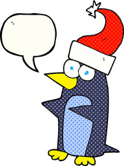 comic book speech bubble cartoon christmas penguin