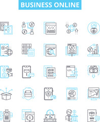 Business online vector line icons set. Online, Business, E-commerce, Entrepreneur, Digital, Sales, Networking illustration outline concept symbols and signs