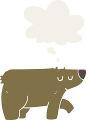 cartoon bear and thought bubble in retro style