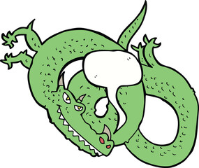 cartoon dragon with speech bubble