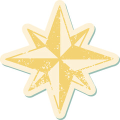 distressed sticker tattoo style icon of a star