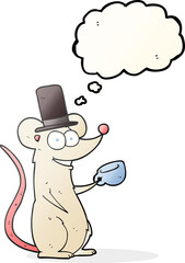 thought bubble cartoon mouse with teacup
