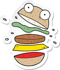 sticker of a cartoon amazing burger