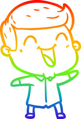 rainbow gradient line drawing cartoon man laughing