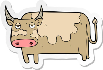 sticker of a cartoon cow
