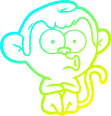 cold gradient line drawing cartoon hooting monkey