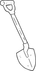 black and white cartoon shovel