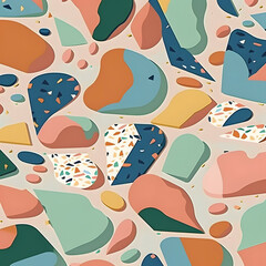 Fototapeta premium Seamless Patterns with Colorful Rock Fragments: The Beauty of Terrazzo, Generative AI