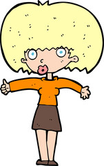 cartoon woman giving thumbs up symbol