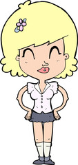 cartoon happy woman