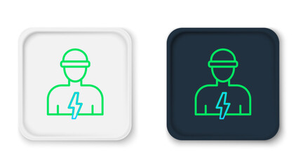 Line Electrician technician engineer icon isolated on white background. Colorful outline concept. Vector