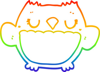 rainbow gradient line drawing cartoon owl