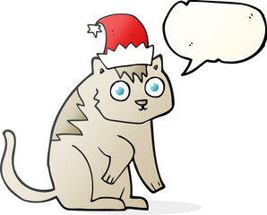 speech bubble cartoon cat wearing christmas hat