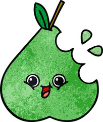 retro grunge texture cartoon green pear