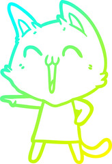 cold gradient line drawing happy cartoon cat