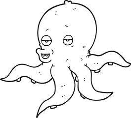 black and white cartoon octopus