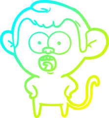 cold gradient line drawing cartoon shocked monkey