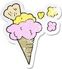 retro distressed sticker of a cartoon ice cream