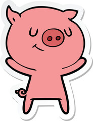 sticker of a happy cartoon pig
