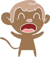 shouting flat color style cartoon monkey