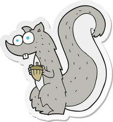 sticker of a cartoon squirrel with nut