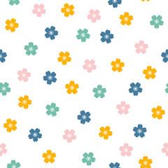 Seamless pattern with colorful flowers