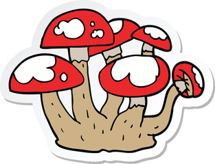 sticker of a cartoon mushrooms