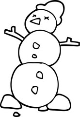 line drawing cartoon snowman