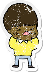 distressed sticker of a cartoon stressed man