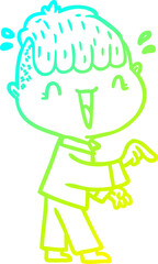 cold gradient line drawing cartoon happy boy surprised