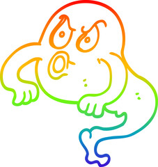 rainbow gradient line drawing cartoon angry ghost