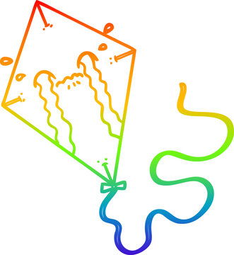 recommend clip art: rainbow gradient line drawing cartoon kite crying