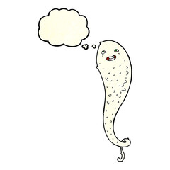 cartoon spooky ghost with thought bubble