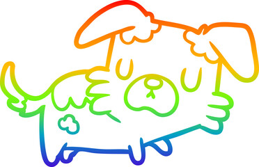rainbow gradient line drawing little dog